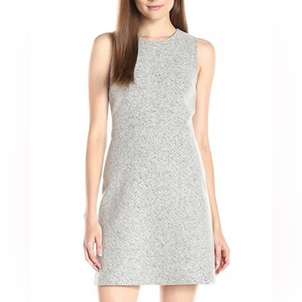 Theory Rained K Felt Knit Wool Blend Grey Sleeveless Mini Sheath Dress Sz 0
